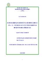 đánh giá hiệu quả kinh tế của mô hình canh tác lúa   cá   vịt trong sản xuất nông nghiệp tại huyện ứng hoà tỉnh hà tây
