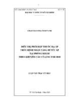 điều trị phối hợp thuốc hạ áp trên bệnh nhân tăng huyết áp tại phòng khám theo khuyến cáo của escesh 2018