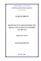 Thu hút đầu tư tư nhân dưới hình thức hợp tác công tư (ppp) vào ngành điện tại việt nam