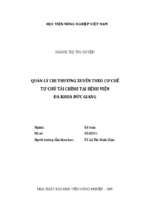 Quản lý chi thường xuyên theo cơ chế tự chủ tài chính tại bệnh viện đa khoa đức giang  