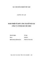 Hoàn thiện tổ chức công tác kế toán tại công ty cổ phần may bắc ninh  