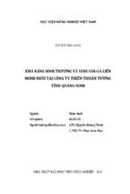 Khả năng sinh trưởng và sinh sản gà liên minh nuôi tại công ty thiên thuận tường tỉnh quảng ninh  