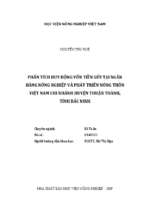 Phân tích huy động vốn tiền gửi tại ngân hàng nông nghiệp và phát triển nông thôn việt nam chi nhánh huyện thuận thành, tỉnh bắc ninh  