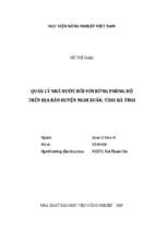 Quản lý nhà nước đối với rừng phòng hộ trên địa bàn huyện nghi xuân, tỉnh hà tĩnh  