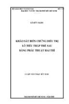 Khảo sát biến chứng điều trị lỗ tiểu thấp thể sau bằng phẫu thuật hai thì