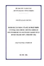 đánh giá tác động của dự án phát triển cơ sở hạ tầng thuộc chương trình 135 đối với sinh kế của người dân tại một số xã huyện thanh thuỷ, tỉnh phú thọ