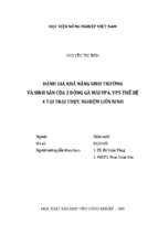 đánh giá khả năng sinh trưởng và sinh sản của 2 dòng gà mái vp4, vp5 thế hệ 4 tại trại thực nghiệm liên ninh  