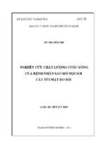 Nghiên cứu chất lượng cuộc sống của bệnh nhân sau mổ nội soi cắt túi mật do sỏi