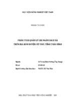 Phân tích quản lý chi ngân sách xã trên địa bàn huyện vũ thư, tỉnh thái bình  