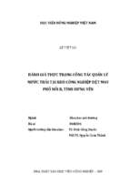 đánh giá thực trạng công tác quản lý nước thải tại khu công nghiệp dệt may phố nối b, tỉnh hưng yên  