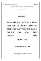 Khảo sát đặc điểm lâm sàng, sinh học và đáp ứng điều trị bạch cầu cấp tiền tuỷ bào ở trẻ em tại bệnh viện truyền máu huyết học