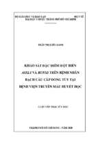 Khảo sát đặc điểm đột biến asxl1 và runx1 trên bệnh nhân bạch cầu cấp dòng tủy tại bệnh viện truyền máu huyết học