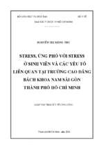 Stress, ứng phó với stress ở sinh viên và các yếu tố liên quan tại trường cao đẳng bách khoa nam sài gòn thành phố hồ chí minh