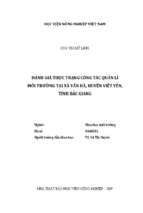 đánh giá thực trạng công tác quản lí môi trường tại xã vân hà, huyện việt yên, tỉnh bắc ninh  