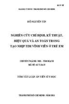 Nghiên cứu chỉ định, kỹ thuật, hiệu quả và an toàn trong tạo nhịp tim vĩnh viễn ở trẻ em