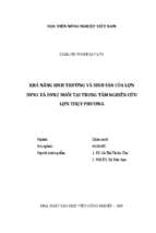 Khả năng sinh trưởng và sinh sản của lợn dvn1 và dvn2 nuôi tại trung tâm nghiên cứu lợn thụy phương  