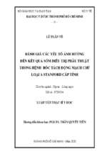 đánh giá các yếu tố ảnh hưởng đến kết quả sớm điều trị phẫu thuật trong bệnh bóc tách động mạch chủ loại a stanford cấp tính