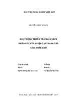 Hoạt động thanh tra ngân sách nhà nước cấp huyện tại thanh tra tỉnh thái bình  