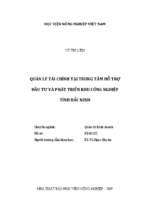 Quản lý tài chính tại trung tâm hỗ trợ đầu tư và phát triển khu công nghiệp tỉnh bắc ninh  