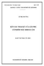 Kết cục thai kỳ của sản phụ có nhóm máu rhesus âm