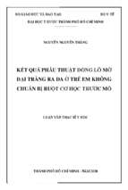 Kết quả phẫu thuật đóng lỗ mở đại tràng ra da ở trẻ em không chuẩn bị ruột cơ học trước mổ