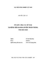 Tổ chức công tác kế toán tại bệnh viện đa khoa huyện thuận thành, tỉnh bắc ninh  