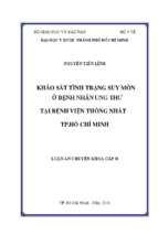 Khảo sát tình trạng suy mòn ở bệnh nhân ung thƣ tại bệnh viện thống nhất tp.hồ chí minh