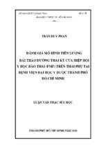 đánh giá mô hình tiên lượng đái tháo đường thai kỳ của hiệp hội y học bào thai (fmf) trên thai phụ tại bệnh viện đại học y dược thành phố hồ chí minh