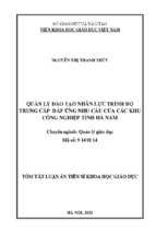 Quản lý đào tạo nhân lực trình độ trung cấp đáp ứng nhu cầu của các khu công nghiệp tỉnh hà nam tt