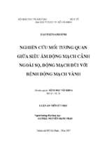 Nghiên cứu mối tương quan giữa siêu âm động mạch cảnh ngoài sọ, động mạch đùi với bệnh động mạch vành