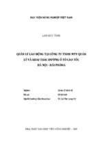 Quản lý lao động tại công ty tnhh mtv quản lý và khai thác đường ô tô cao tốc hà nội   hải phòng  