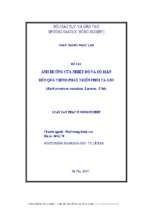 ảnh hưởng của nhiệt độ và độ mặn đến quá trình phát triển phôi cá giò (rachycentrum canadum linaeus, 1766)