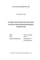 Tác động của đô thị hóa tới chất lượng nước mặt trên địa bàn huyện kim động, tỉnh hưng yên  