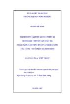 Nghiên cứu cải tiến một số thiết bị trong dây chuyền sản xuất bia nhằm nâng cao năng xuất và chất lượng của công ty cổ phần bia ninh bình