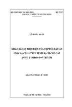 Khảo sát sự hiện diện của cặp đôi dấu ấn cd34 và cd123 trên bệnh bạch cầu cấp dòng lympho b ở trẻ em