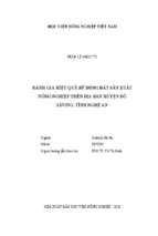 đánh giá hiệu quả sử dụng đất sản xuất nông nghiệp trên địa bàn huyện đô lương, tỉnh nghệ an  