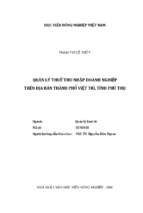 Quản lý thuế thu nhập doanh nghiệp trê địa bàn thành phố việt trì, tỉnh phú thọ  