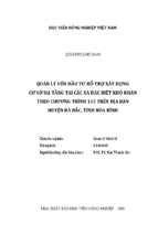 Quản lý vốn đầu tư hỗ trợ xây dựng cơ sở hạ tầng tại các xã đặc biệt khó khăn theo chương trình 135 trên địa bàn huyện đà bắc, tỉnh hòa bình  