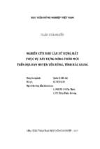 Nghiên cứu nhu cầu sử dụng đất đai phục vụ xây dựng nông thôn mới trên địa bàn huyện yên dũng, tỉnh bắc giang  luận án tiến sĩ. quản lý đất đai 62.85.01.03