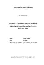Giải pháp tăng cường công tác dồn điền đổi thửa trên địa bàn huyện yên thủy, tỉnh hòa bình  