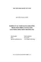 Nghiên cứu sự tham gia của cộng đồng trong phát triển cơ sở hạ tầng giao thông nông thôn tỉnh đồng nai