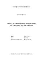 Quản lý nhà nước về thanh tra giao thông vận tải trên địa bàn tỉnh bắc giang  