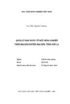 Quản lý nhà nước về đất nông nghiệp trên địa bàn huyện mai sơn, tỉnh sơn la  