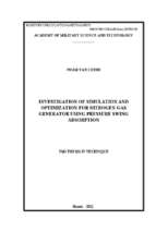 Nghiên cứu mô phỏng và tối ưu hóa thiết bị tạo khí nitơ sử dụng chu trình hấp phụ thay đổi áp suất