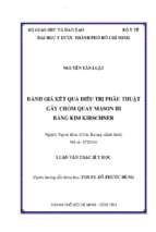 đánh giá kết quả điều trị phẫu thuật gãy chỏm quay mason iii bằng kim kirschner