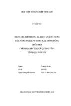 đánh giá biến động và hiệu quả sử dụng đất nông nghiệp trong xây dựng nông thôn mới trên địa bàn thị xã quảng yên   tỉnh quảng ninh  