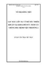 Lọc máu liên tục ở trẻ sốc nhiễm khuẩn tại khoa hồi sức tích cực chống độc bệnh viện nhi đồng 2