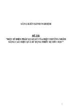 Skkn một số biện pháp quản lý của hiệu trưởng nhằm nâng cao hiệu quả sử dụng thiết bị tiểu học