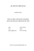 Nâng cao chất lượng dịch vụ ngân hàng bán lẻ tại ngân hàng tmcp đtamp;pt bắc ninh  