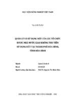 Quản lý và sử dụng đất của các tổ chức được nhà nước giao không thu tiền sử dụng đất tại thành phố hòa bình, tỉnh hòa bình  
